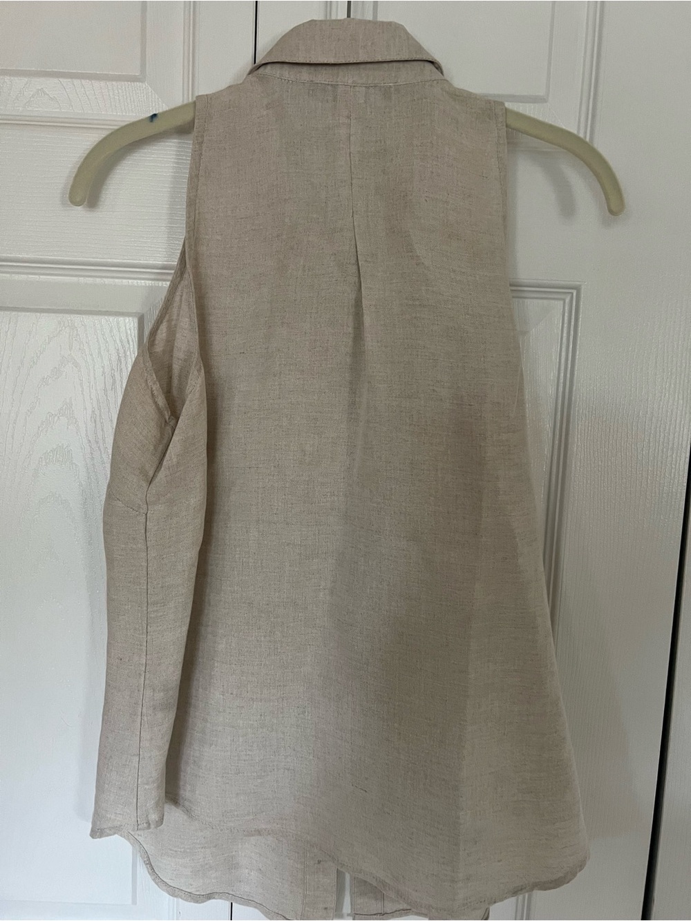 Boston Proper Beige Sleeveless Linen-Blend Button Down Shirt - Picture 2 of 3
